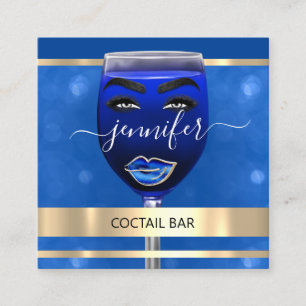 Pub Coctail Bar Drinks Restaurant Blue QRCODE Quadratische Visitenkarte