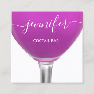 Pub Coctail Wein Bar Drink Glas PinkY Logo Quadratische Visitenkarte
