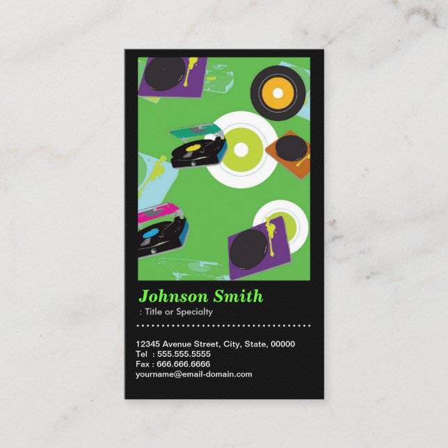 Pub DJ - Cool Disk Jockey Mixer Deck - QR Code Visitenkarte (Vorderseite)