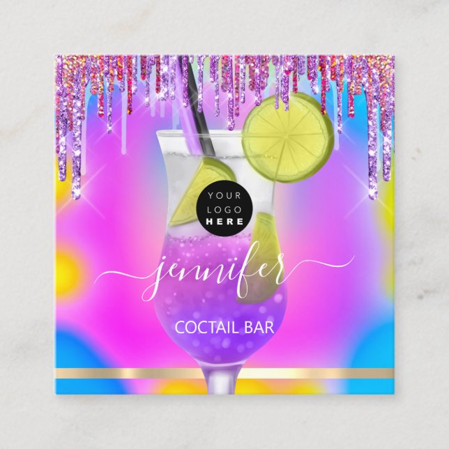 Pub Drinks Bar Restaurant Logokombination VIP Quadratische Visitenkarte (Vorderseite)