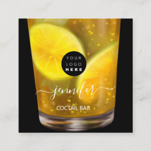 Pub Drinks Bar Restaurant Lounge Logo Gelb Quadratische Visitenkarte