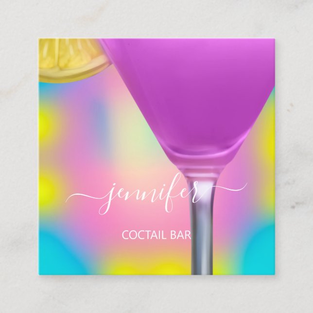 Pub Drinks Bar Restaurant Lounge Logo Rosa Quadratische Visitenkarte (Vorderseite)
