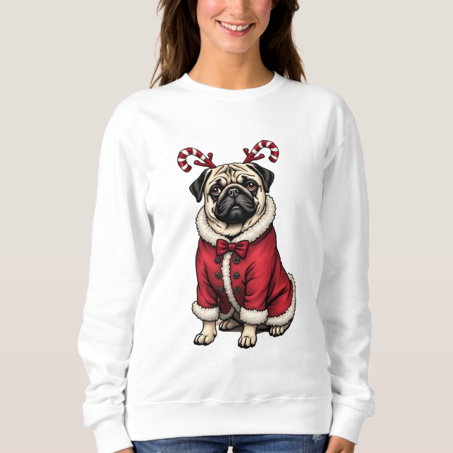 Pub Hund tragen Santa Anzug für Weihnachten Hund L Sweatshirt (Vorderseite)