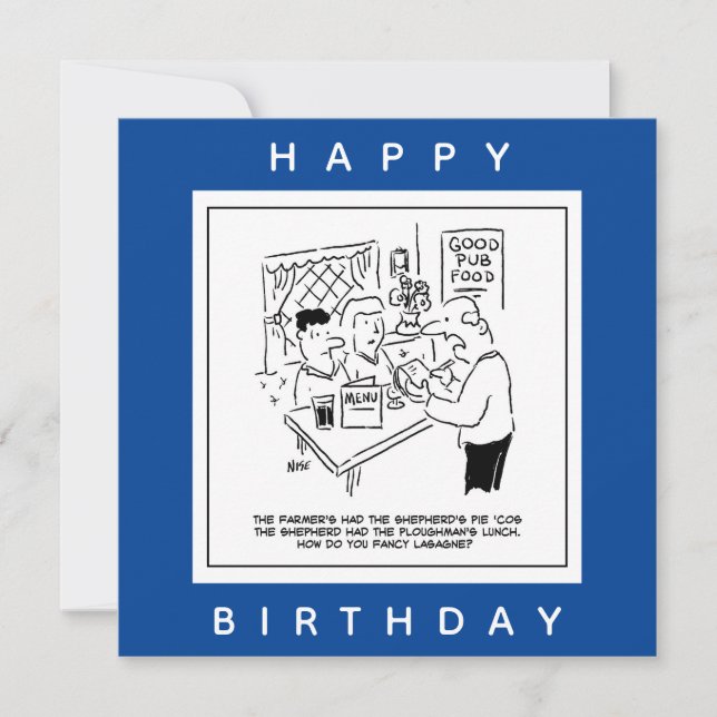 Pub Meetings und Pub Menu Cartoon Karte (Vorderseite)