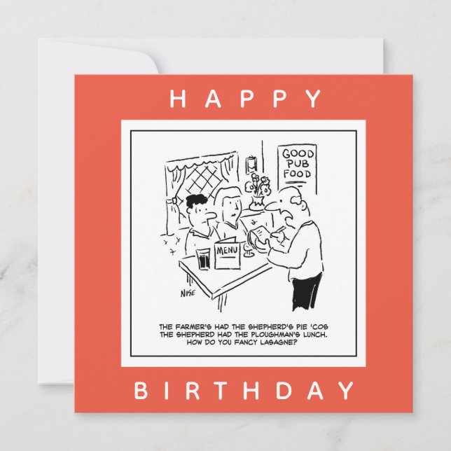 Pub Meetings und Pub Menu Cartoon Karte (Vorderseite)