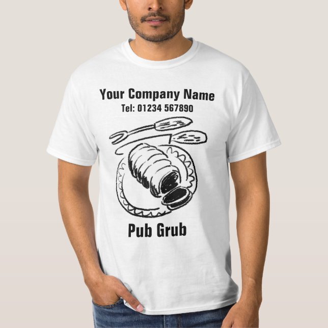 Pub-Mitarbeiter, die Essen servieren oder Pub Grub T-Shirt (Vorderseite)