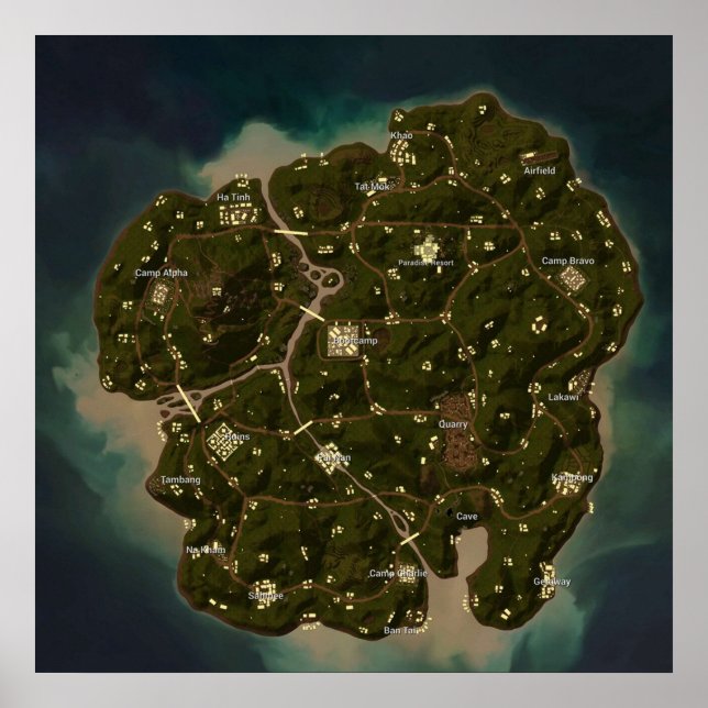 PUBG Old Sanhok Savage 8192x8192 Poster (Vorne)