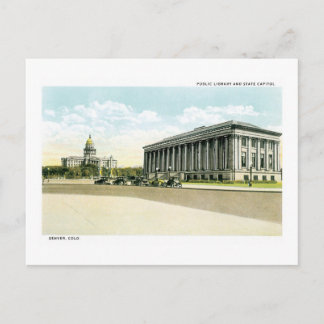 Public Library and Staat Hauptstadt, Denver, CO Postkarte