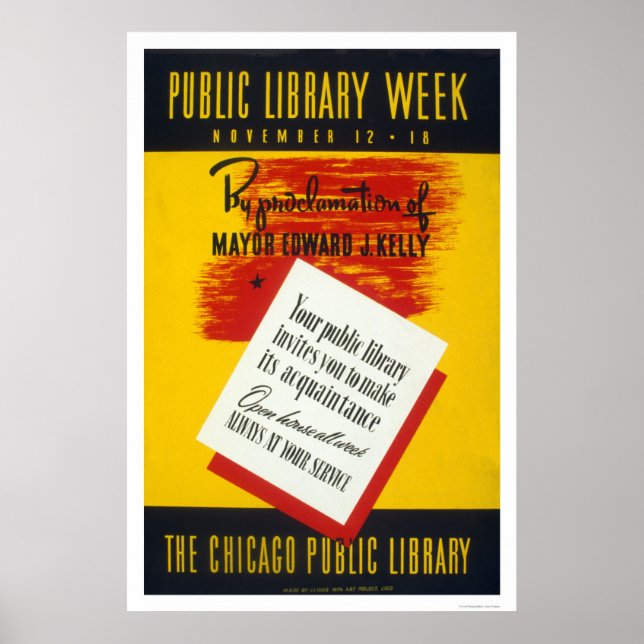 Public Library Chicago 1940 WPA Poster (Vorne)