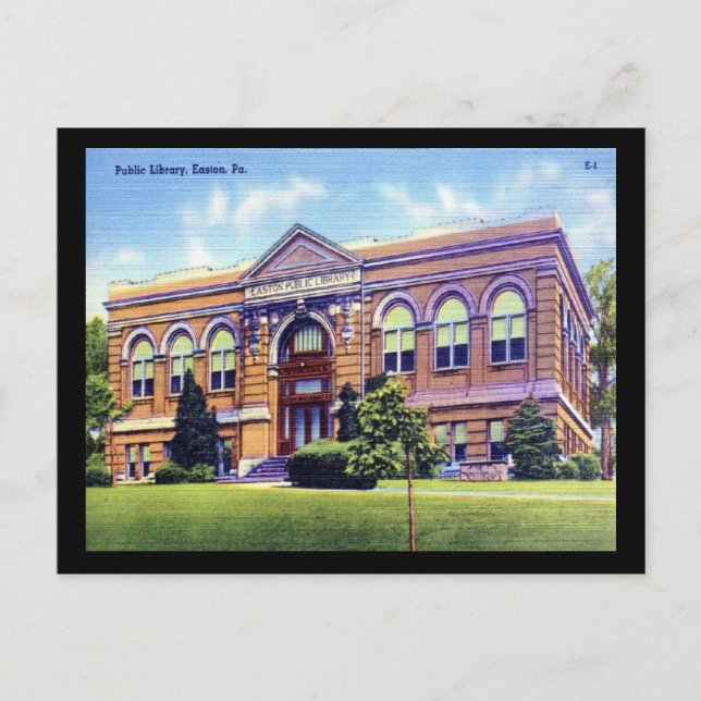 Public Library, Easton, PA Vintag Postkarte (Vorderseite)