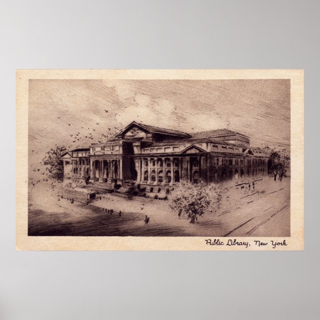 Public Library, New York City Vintag Poster (Vorne)