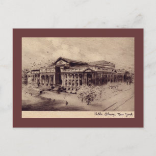 Public Library, New York City Vintag Postkarte