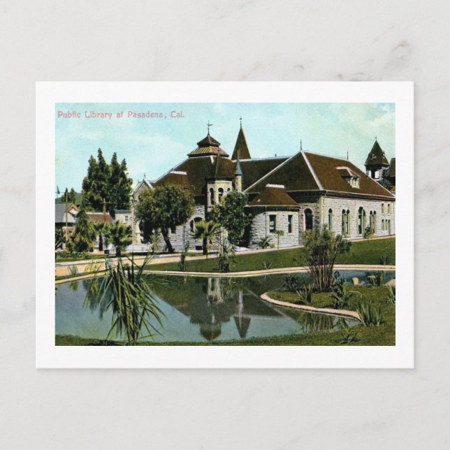 Public Library, Pasadena, Kalifornien Vintag Postkarte (Vorderseite)