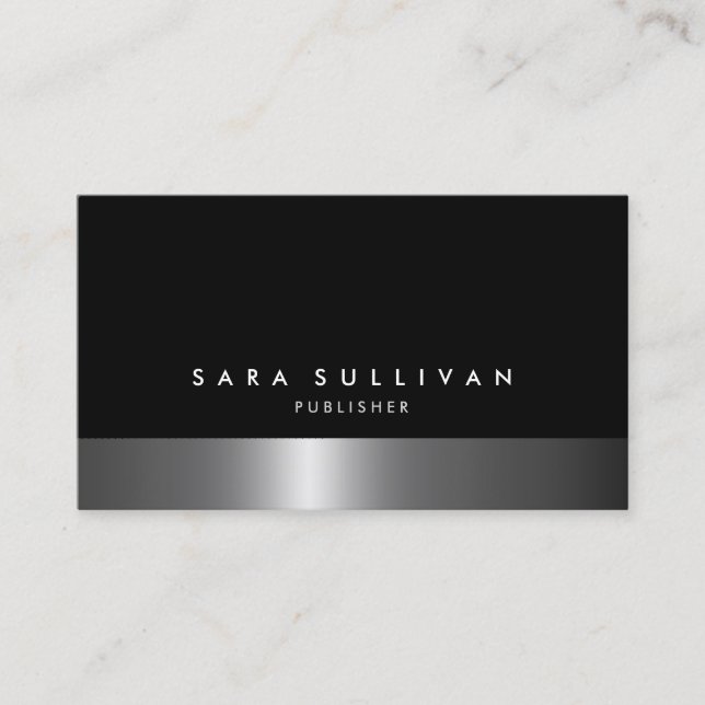 Publisher Bold Dark Chrome Business Card Visitenkarte (Vorderseite)
