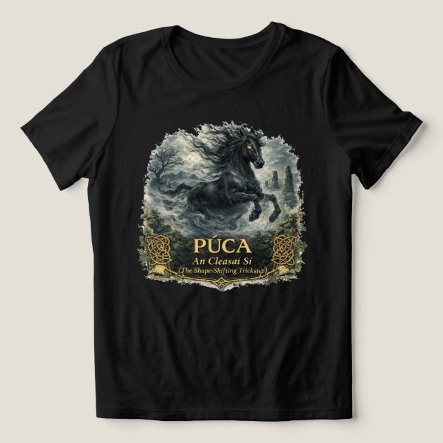 Púca Folklore - An Cleasaí Sí (Der Feen-Schalk) Tri-Blend Shirt (Design Vorderseite)