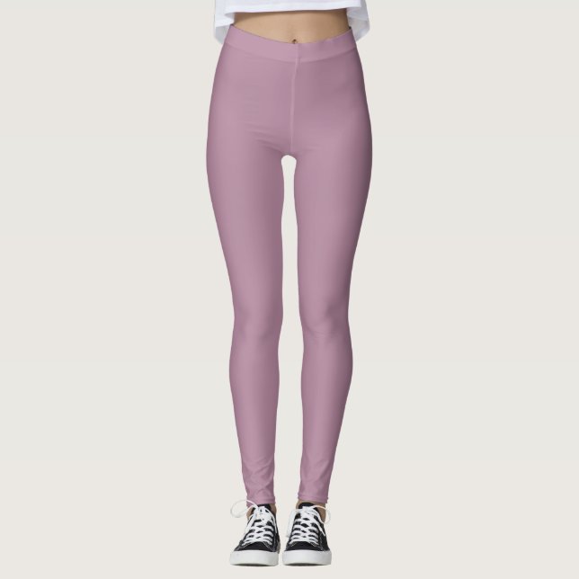 Puce Solid Blank Color Leggings (Vorderseite)