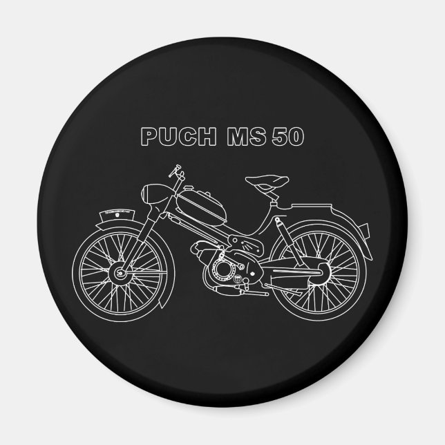 PUCH MS 50 Austrian Motor Scooter Blueprint Magnet (Vorne)