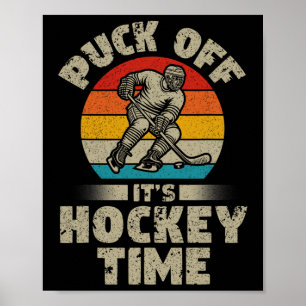 Puck aus, es ist Hockey-Zeit Hockey Retro Eishocke Poster