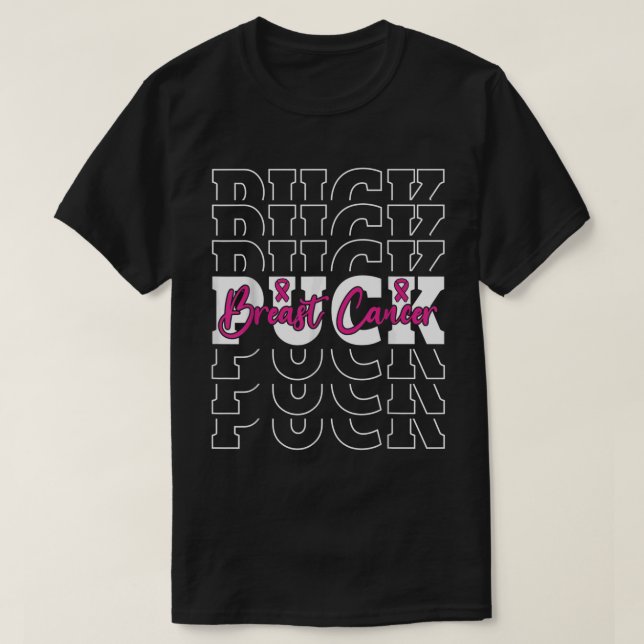 Puck Breast Cancer Pink Hockeystick für Männer Fra T-Shirt (Design vorne)