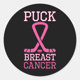 Puck Brustkrebs Rosa Band Eishockey Krebs D Runder Aufkleber