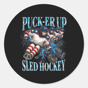 Puck-er Up Sledge-Hockey Frauen- und Mädchen-Team Runder Aufkleber