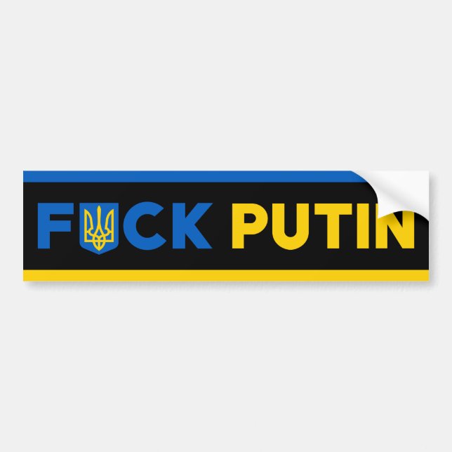 Puck Futin Anti-Putin ukrainische Flagge Autoaufkleber (Vorne)