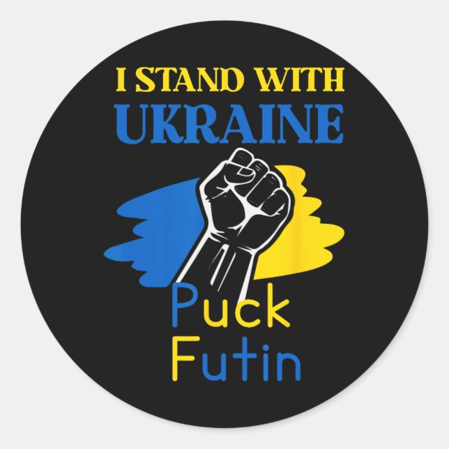 Puck Futin Ich stehe hinter der Ukraine  Runder Aufkleber (Vorderseite)