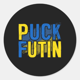 Puck Futin Meme ich mit Ukraine Lov Runder Aufkleber