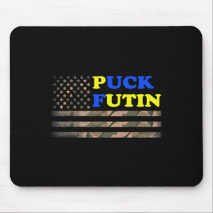 Puck Futin Stand ich mit Ukraine-Amerika-Flagge Mousepad
