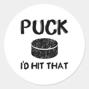 Puck - I#39;d traf auf diesen lustigen Hockey Runder Aufkleber