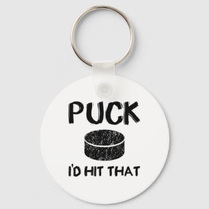 Puck - I#39;d traf auf diesen lustigen Hockey Schlüsselanhänger
