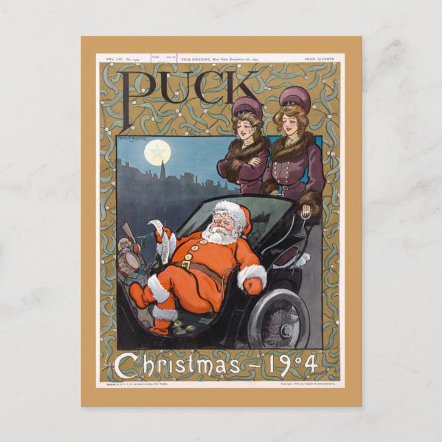 Puck Magazine Cover Christmas 1904 Feiertagspostkarte (Vorderseite)