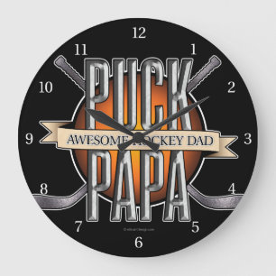 Puck Papa (Hockey Dad) Große Wanduhr