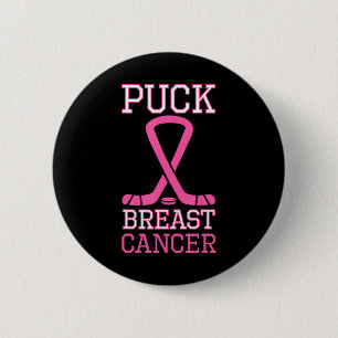 Puck Rosa Brustkrebs Schleife Eishockeykrebs Button