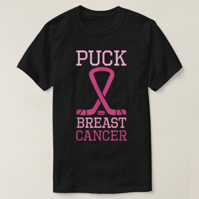 Puck Rosa Brustkrebs Schleife Ice Hockey Breast C T-Shirt (Design vorne)