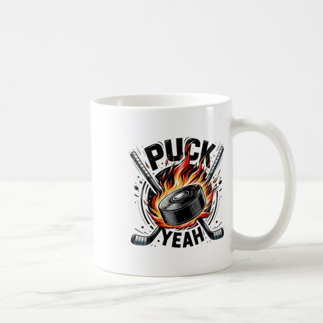 Puck Yeah Lustiger Hockey-Vater Mutter Eishockeysp Kaffeetasse (Rechts)