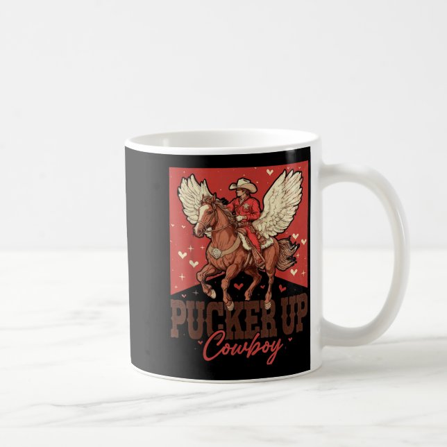 Pucker Up Cowboy Funny Western Valentines  Kaffeetasse (Rechts)