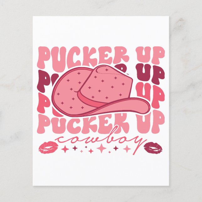 Pucker Up Cowboy Western Valentinstag (Vorderseite)
