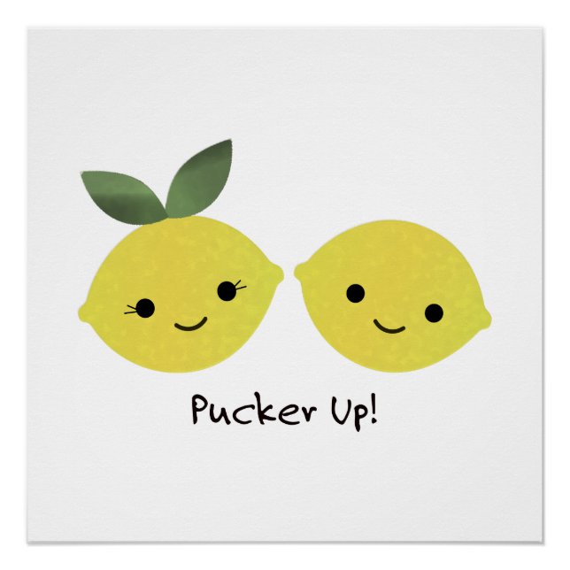 Pucker up Niedlich Kawaii Lemons Poster (Vorderseite)