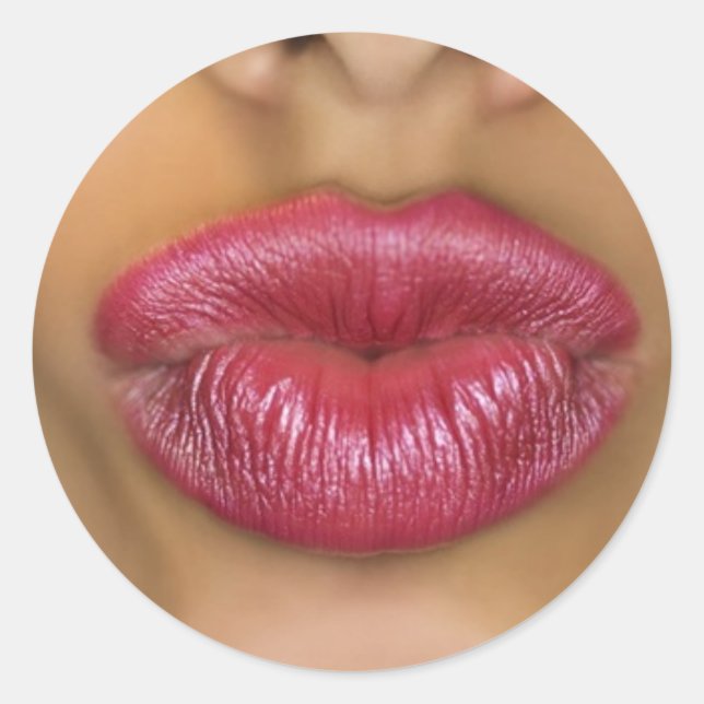 Puckernde rote Lippen Runder Aufkleber (Vorderseite)