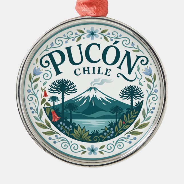 Pucón Chile Ornament Aus Metall (Vorne)