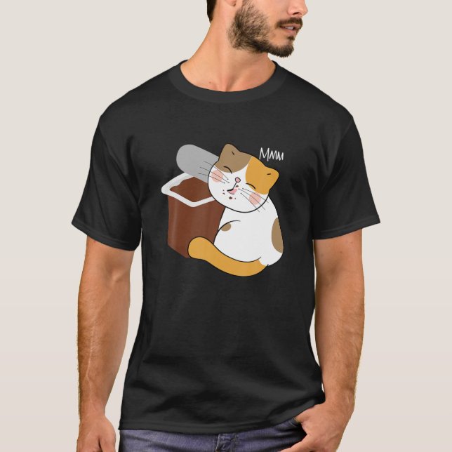Pudding Lover Kawaii Cat Chocolate Pudding Lovers T-Shirt (Vorderseite)