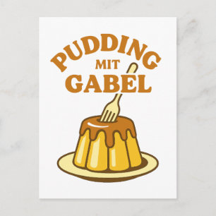 Pudding Mit Gabel Lustiges Design Postkarte