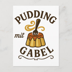 Pudding Mit Gabel Lustiges Design Postkarte