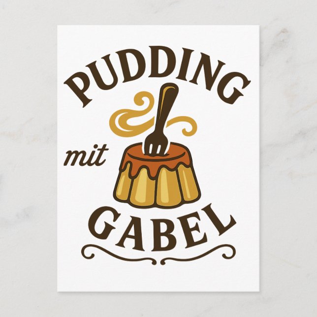 Pudding Mit Gabel Lustiges Design Postkarte (Vorderseite)