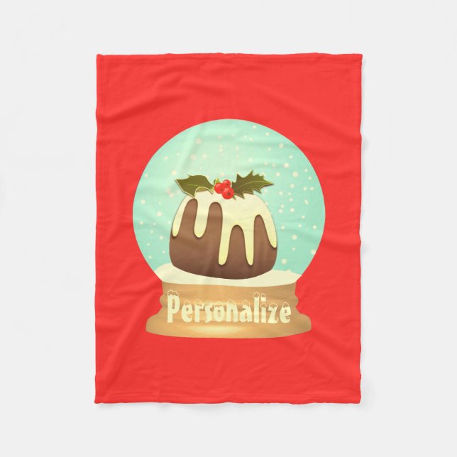 Pudding Schneeglobe Winterkuchen rot grün Fleecedecke (Vorderseite)