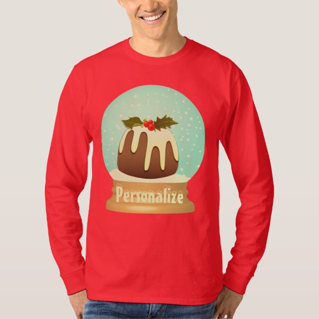 Pudding Schneeglobe Winterkuchen rot grün T-Shirt (Vorderseite)