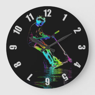 Puddle Jumping - Scooter Champ Große Wanduhr