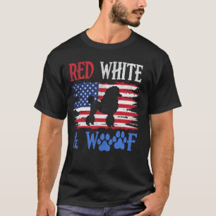 Pudel Amerikanische Flagge USA Rot Weiß & Woof 4.  T-Shirt