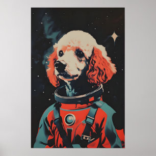 Pudel-Astronautenposter, Pudel-Retro-Druck Poster